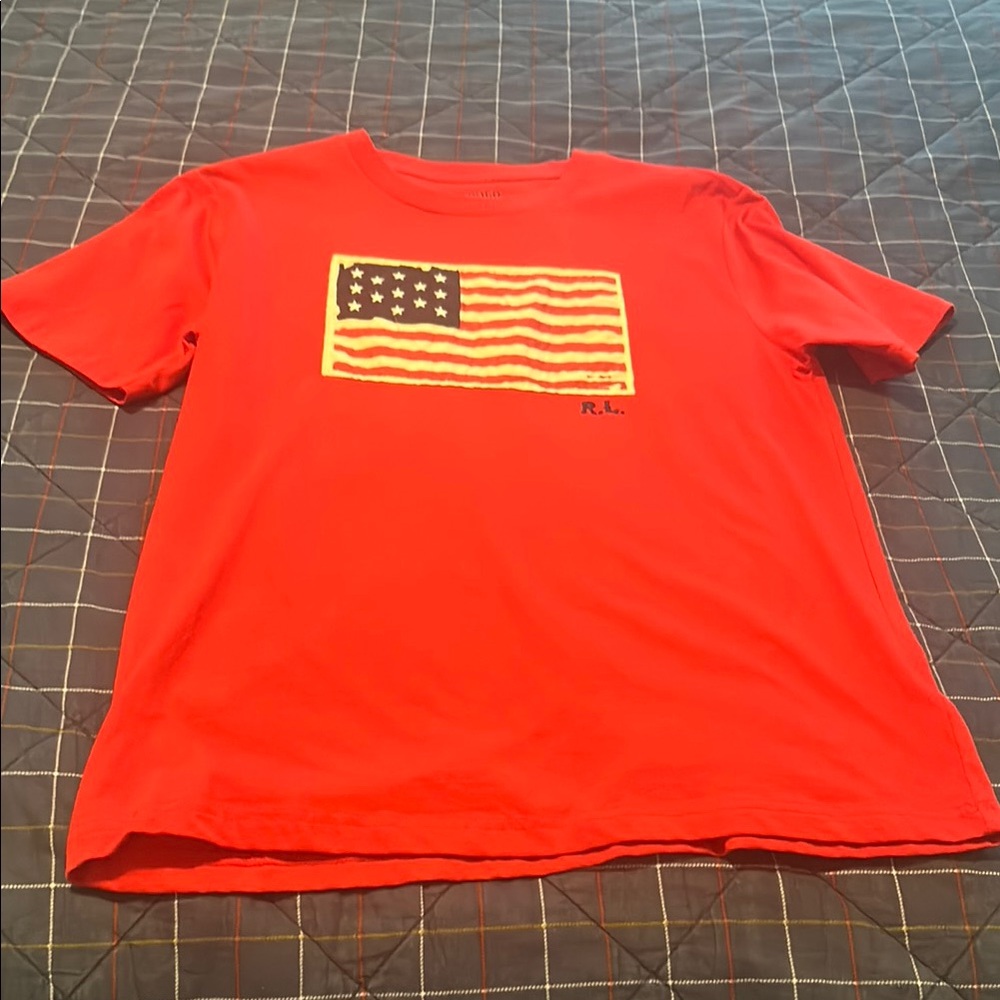 Polo Ralph Lauren Red Tee with Flag Design